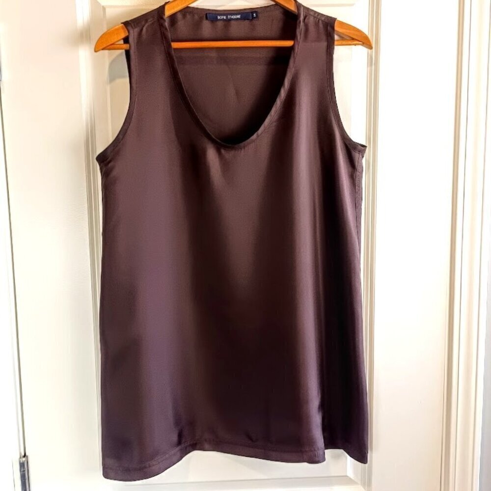 Sofie D'hoore Chocolate Brown Silk Sleeveless Mini Dress